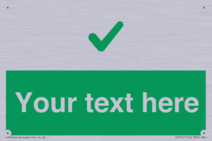 Custom green background, green tick sign